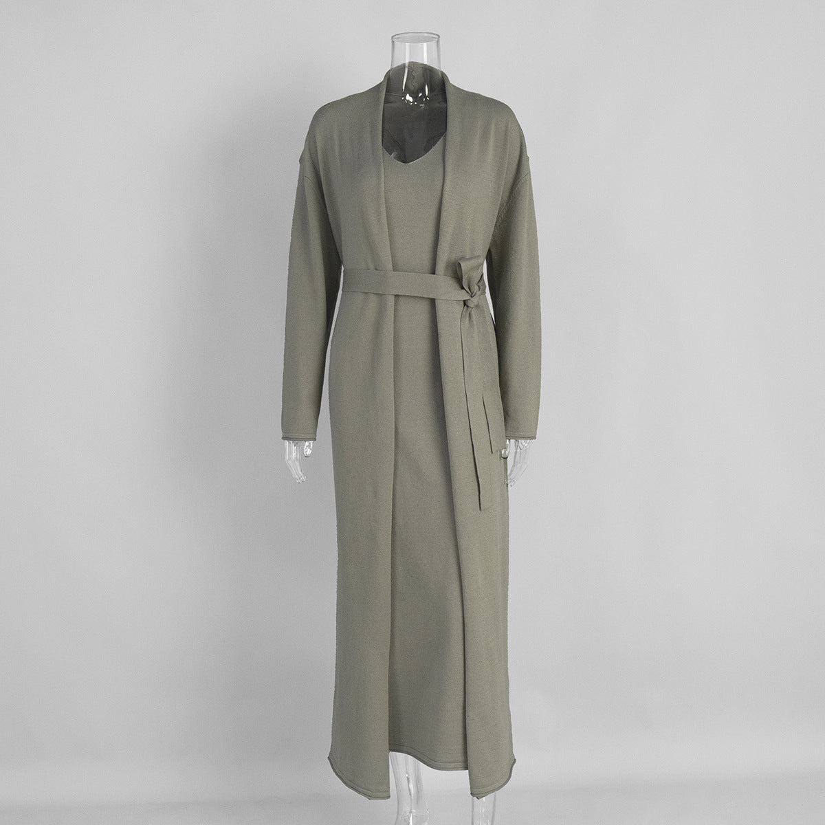 Women Knitted Long Sleeve Cardigan Sling Dress Set Autumn Soft Blouse by Ragazza