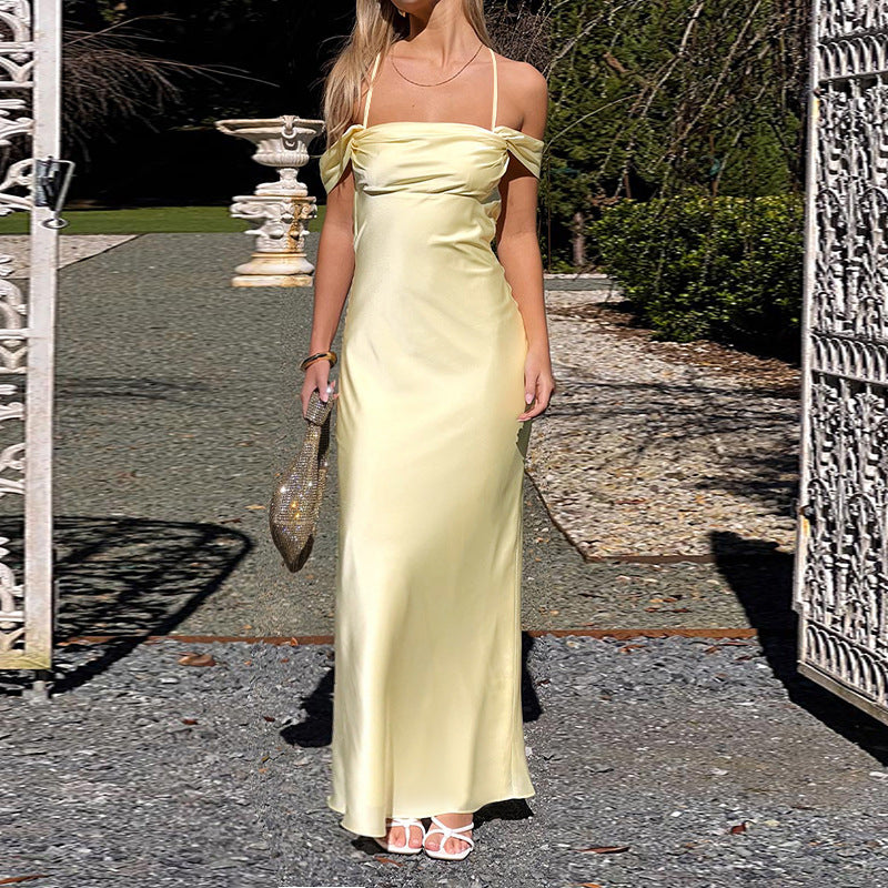Strap Satin off Shoulder Evening Dress Backless Sexy Dress by Ragazza