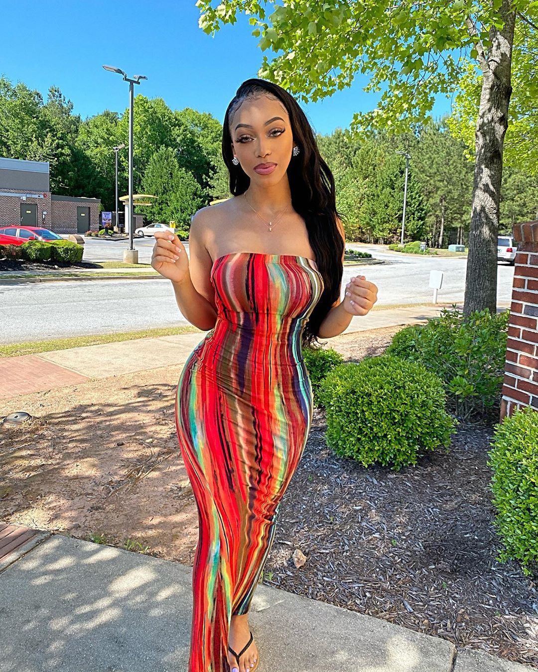 Women Clothing Spring Summer Colorful Tie Dye off Shoulder Tube Top Dress by Ragazza