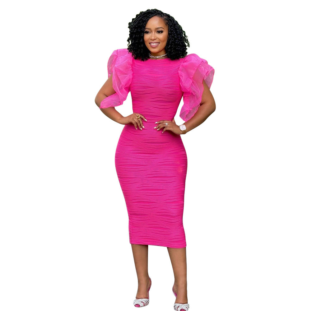 Women Clothing Stitching Ruffle Sleeve Summer Africa Dress by Ragazza
