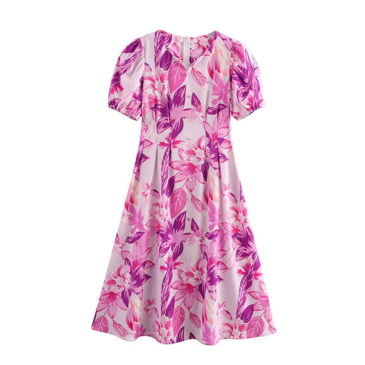 Spring Women Clothing Minimalist Short Sleeve Elastic Printing Dress by Ragazza