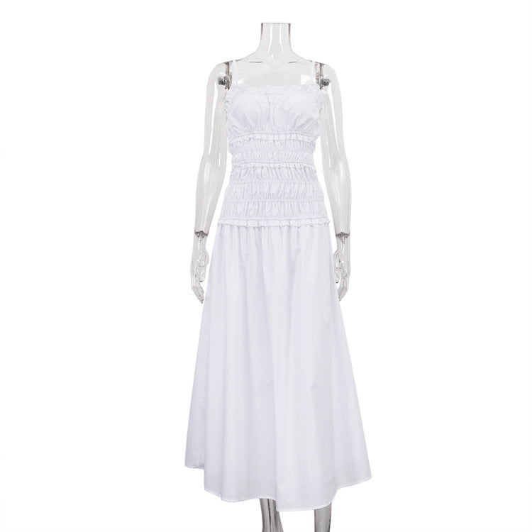Women Clothing Pleated High Waist Cami Dress off Neck Sleeveless Sexy Dress by Ragazza