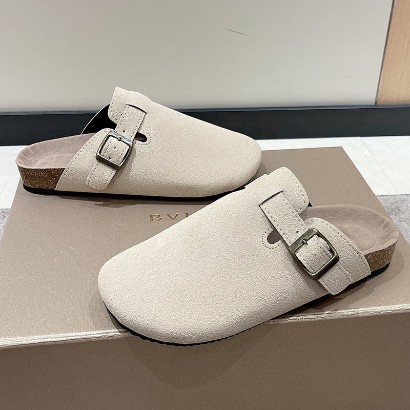 Closed Toe Slippers Women Couple Flip Flops Roman Shoes Casual Semi Slippers Lazy Shoes Tide DestGlow