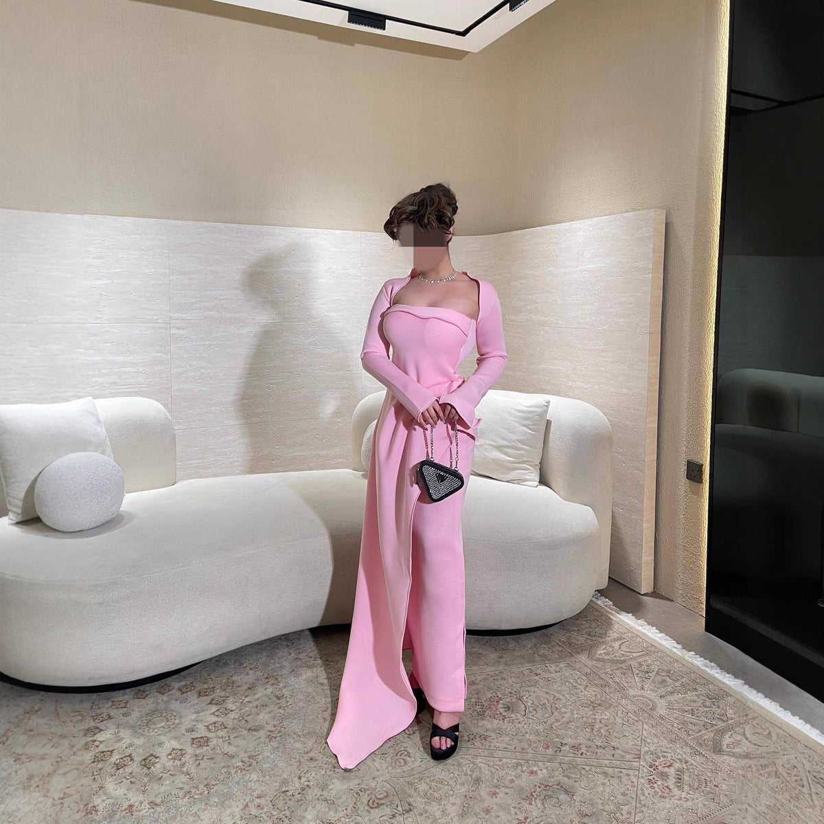 Summer Elegant Sexy Shawl Tube Top Slit Ball Dress Two Piece Set DestGlow
