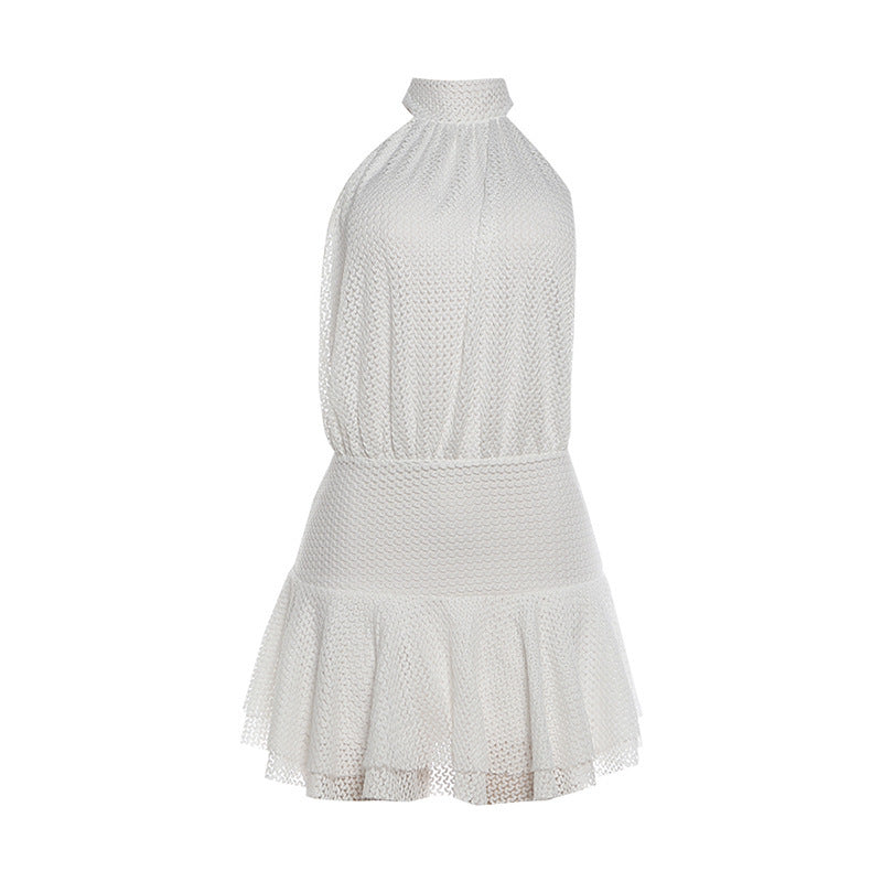 Summer Women Clothing Sexy Backless Lace up Halter Short Dress DestGlow