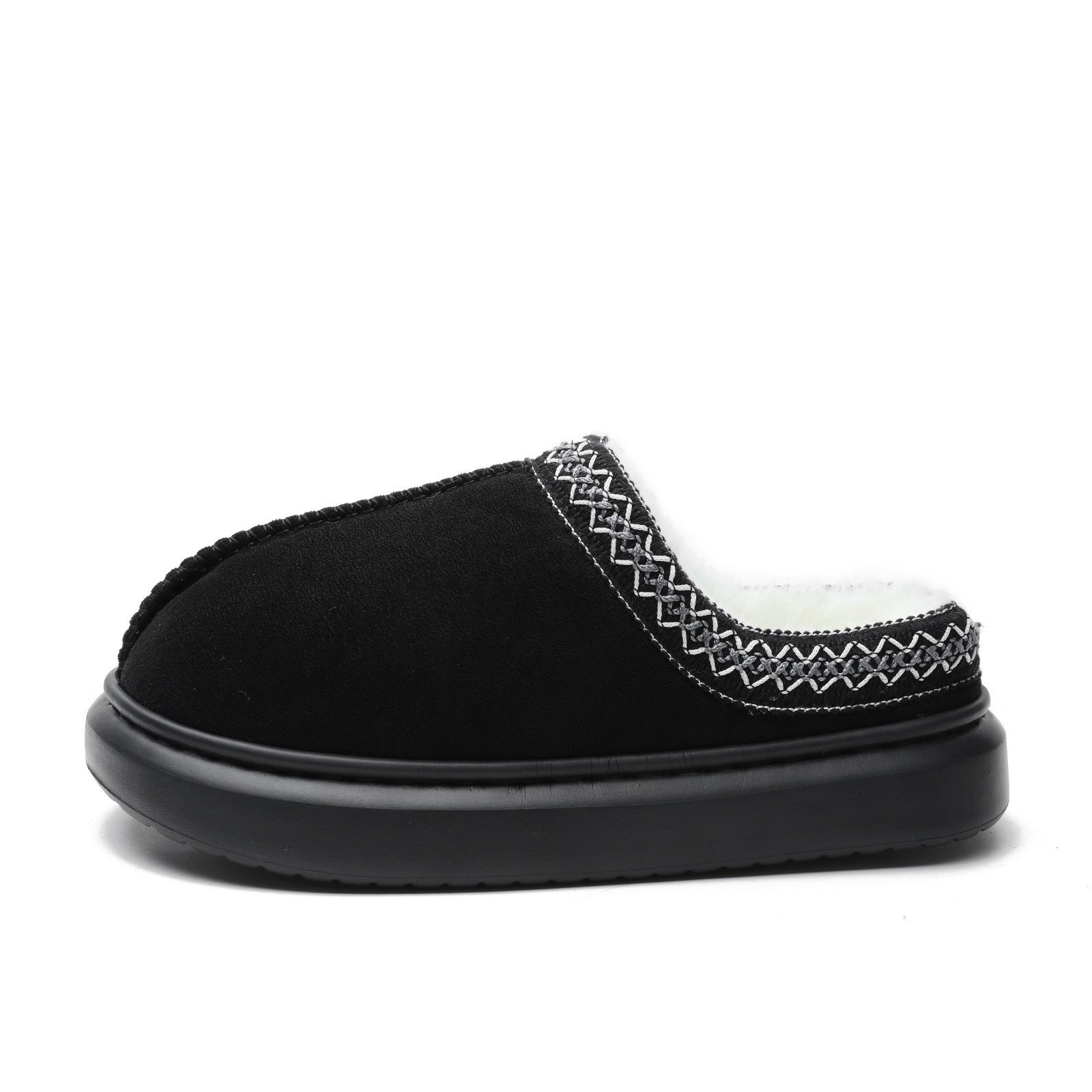 Baotou Fluffy Slippers Autumn Winter Ethnic Cotton Slippers Men Women Couple Warm Rubber Thick-Soled Cotton Slippers DestGlow