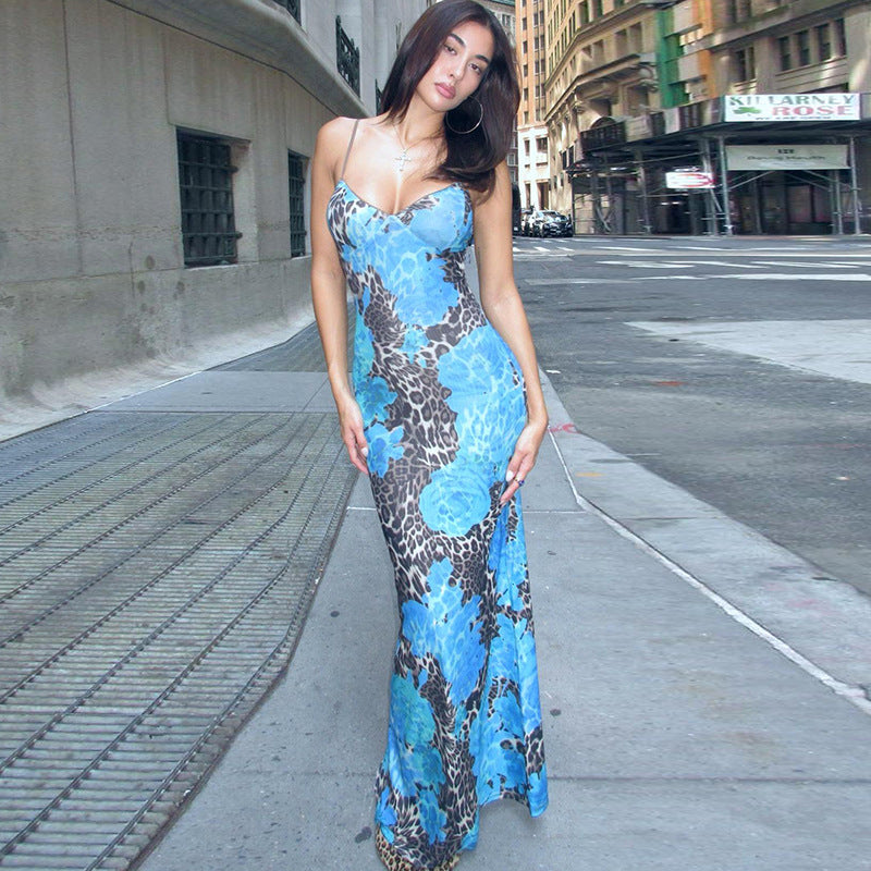 Fall Women Clothing Maxi Dress Street Elegant Slim Print Design Sling Dress Women by Ragazza