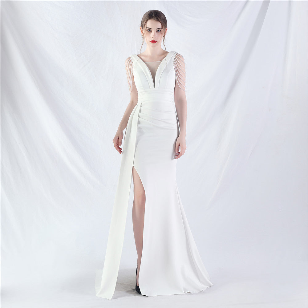 Total Satin Folding Craft Craft Beaded Evening Dress by Ragazza