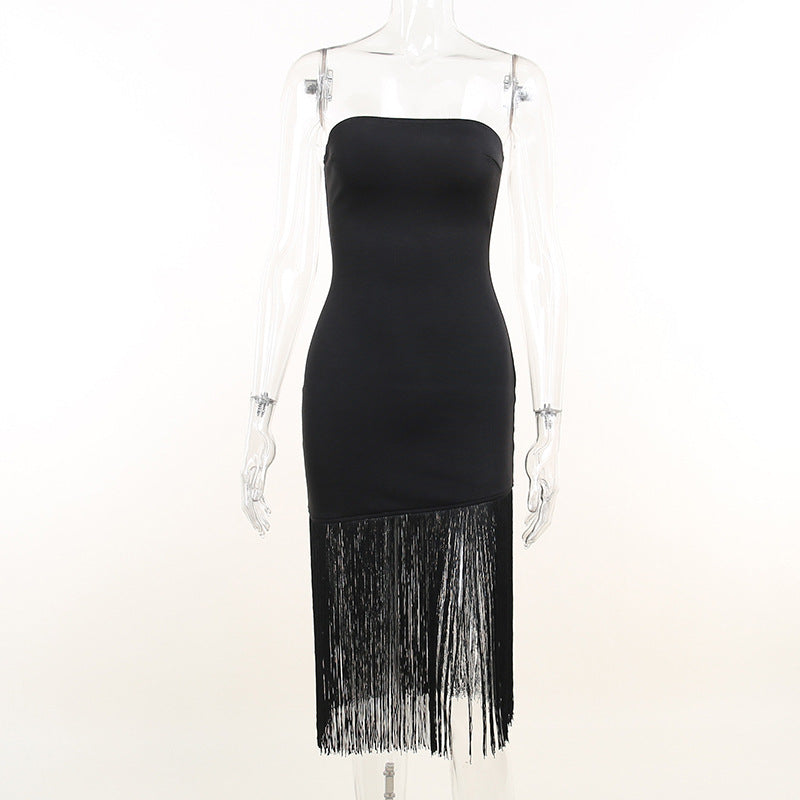 Dress Summer Tassel Sexy Tube Top Split Dress Women by Ragazza