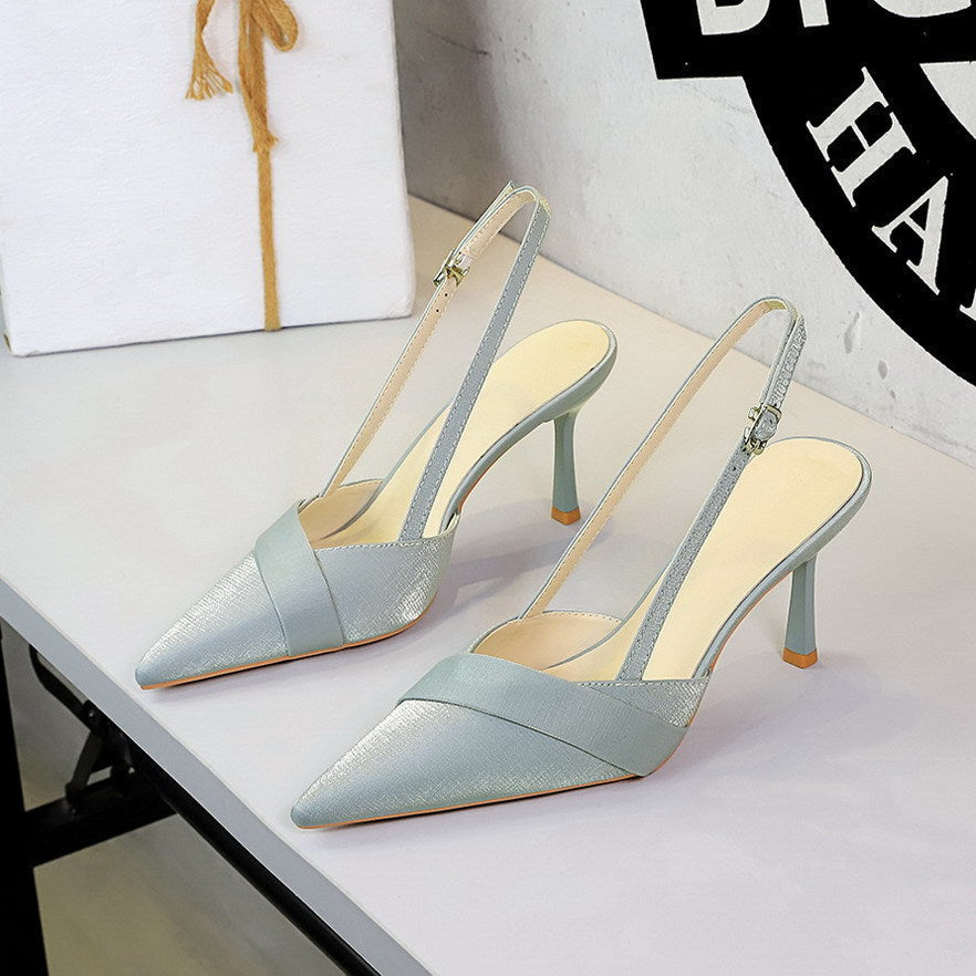 French Satin Ribbon Pointed Toe Ankle Strap Buckle Sexy Party Women Shoes Stiletto High Heel Shoes Women Shoes DestGlow