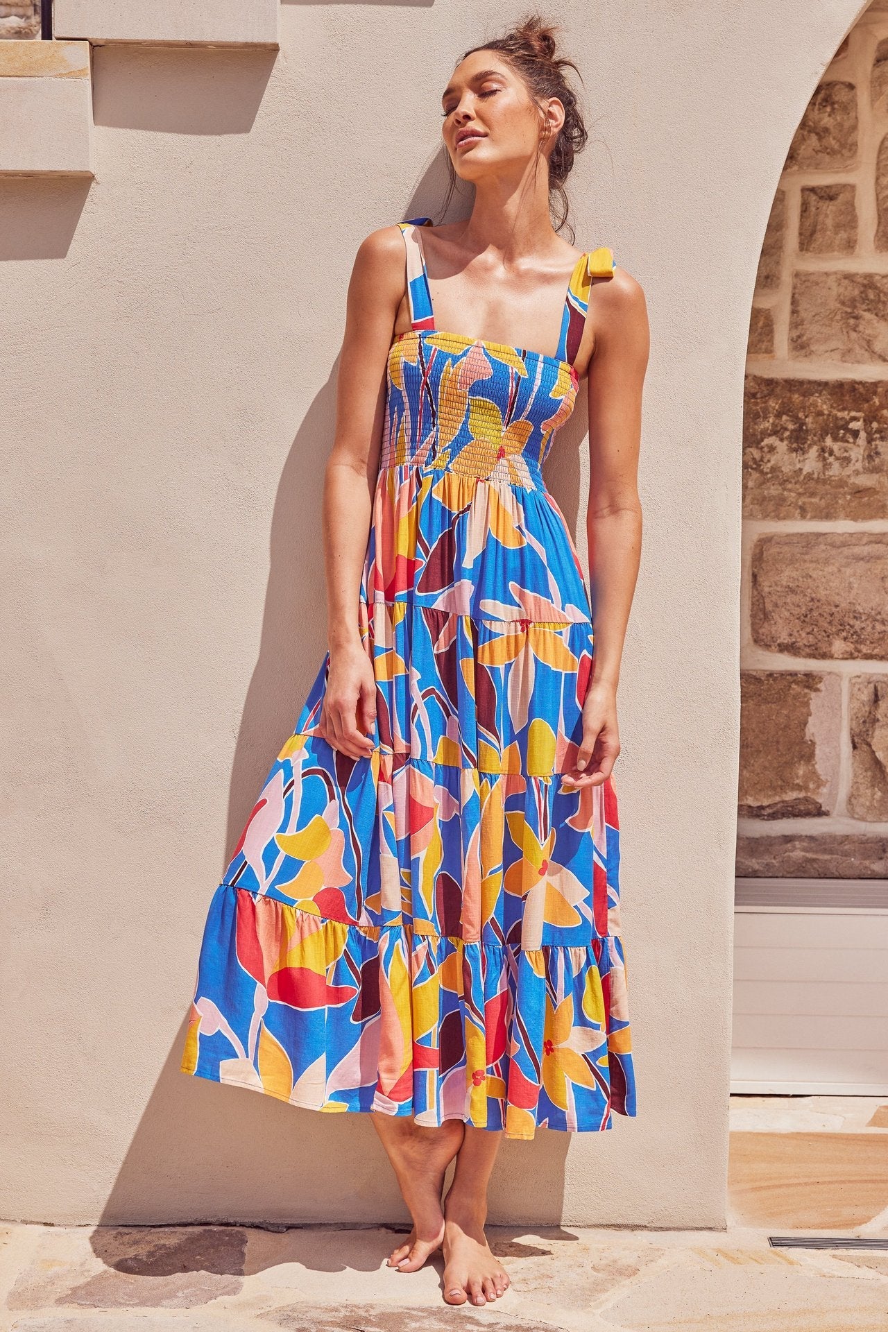 Dress Summer Women Dress Holiday Dress Spaghetti-Strap Floral Print by Ragazza