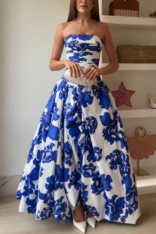 French Socialite Dress Tube Top High Waist Pleated Design Pettiskirt Women Dress by Ragazza