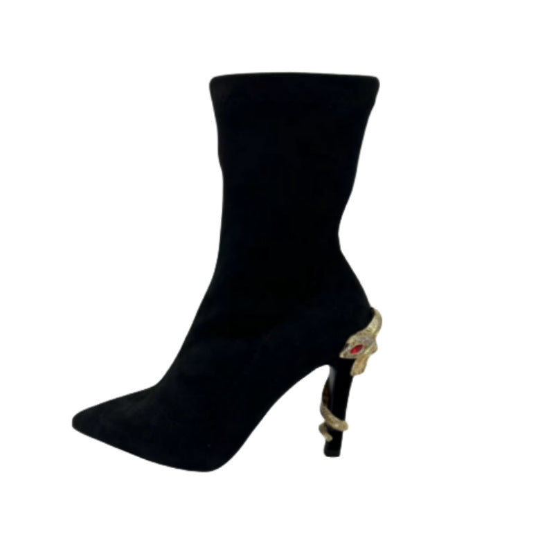 Autumn Winter Black Skinny Boots Stiletto Heel Elastic Socks Boots Sexy Pointed Ankle Boots DestGlow