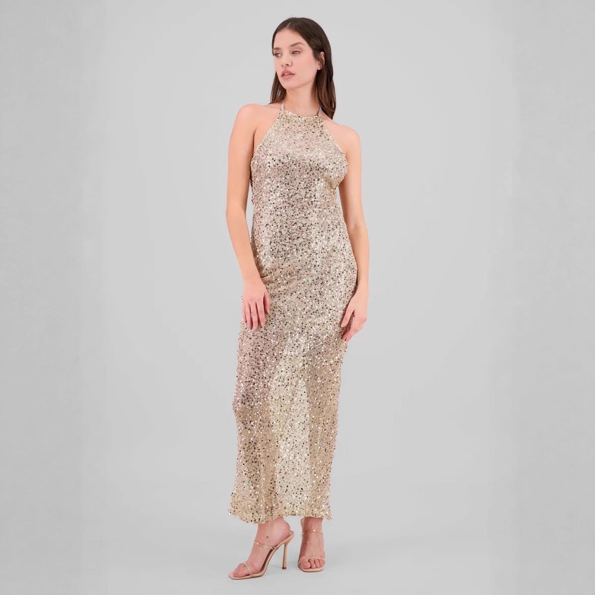 Popular Sexy Backless Slit Sequined Hip Wrapped Elegant Slim Fit Cocktail Evening Dress by Ragazza