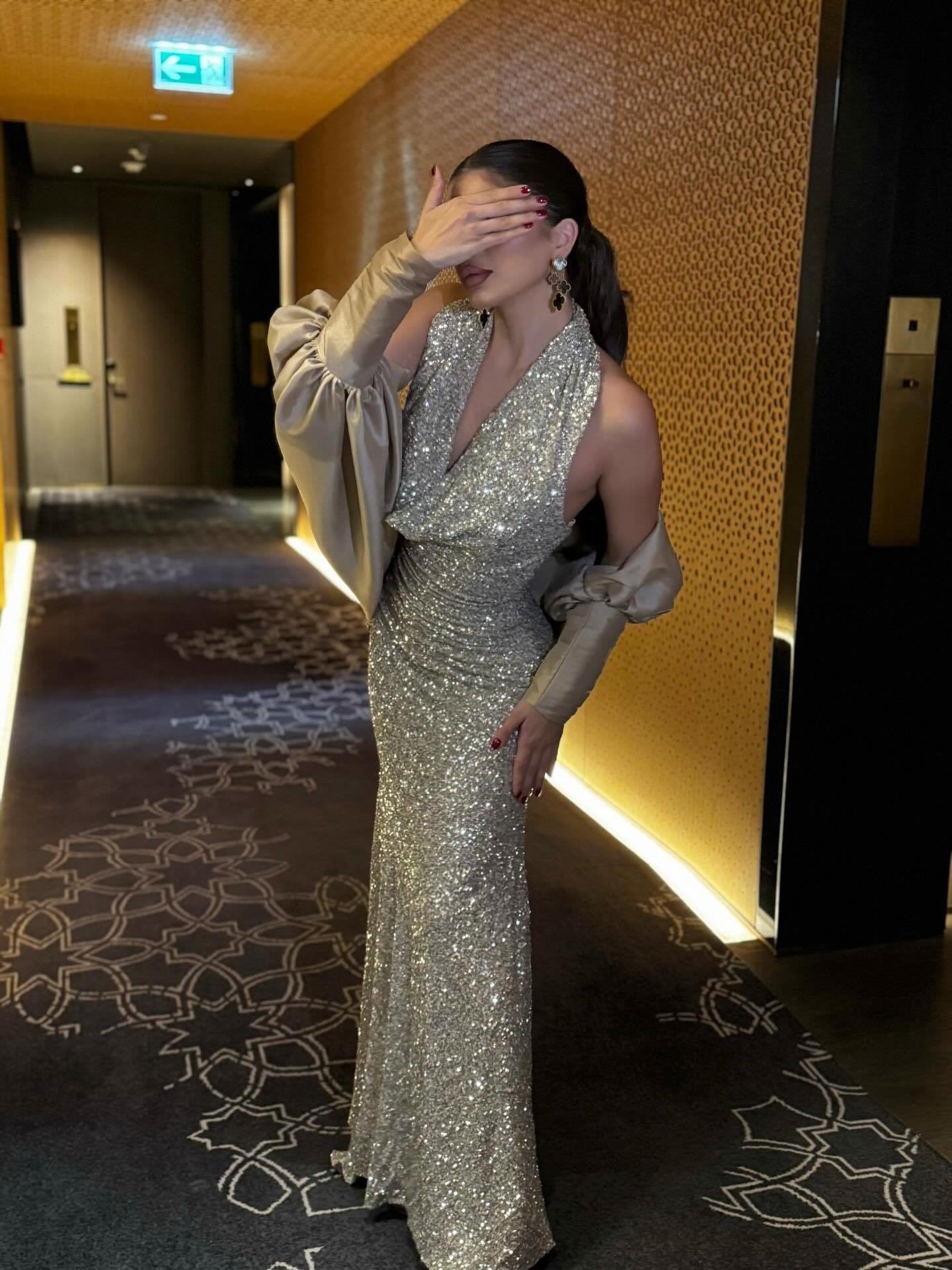 Spring Summer Women Sexy Shawl Sequin Dress Ball Dress Two Pieces DestGlow