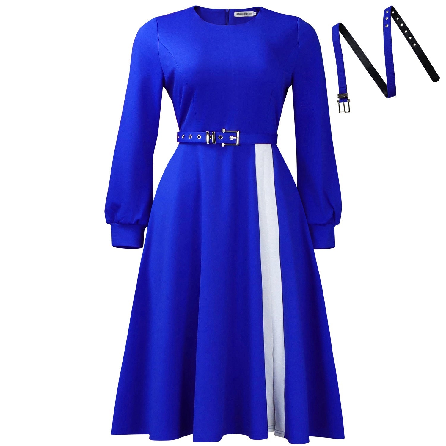 Women Clothing Long Sleeve round Neck Solid Color High Waist Elegant Spliced African Dress by Ragazza