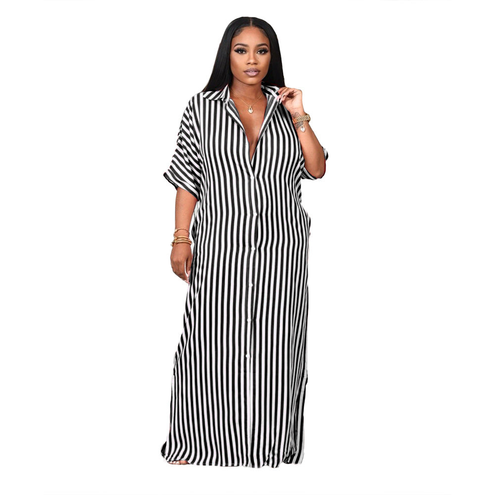 Women Clothing Striped Shirt Women Dress Split Dress French Dress by Ragazza