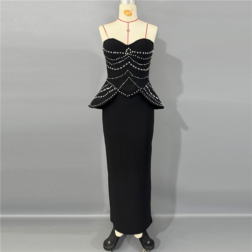 Diamond Sexy Tube Top Bandage One Piece Dress Niche Party Skinny Long Evening Dress by Ragazza