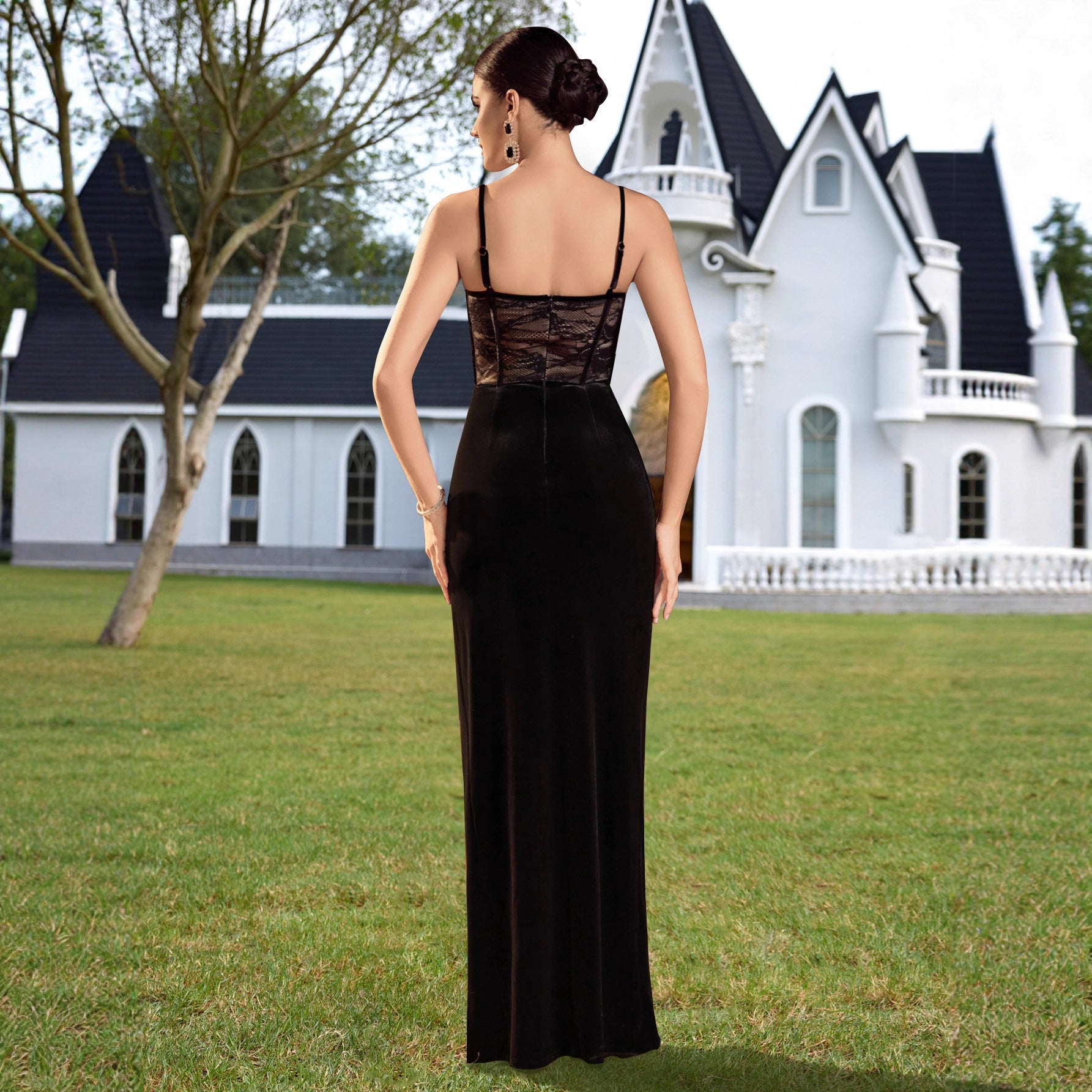 Patchwork Slim Fit Pure Sexy Evening Dress Atmosphere Strap Lace Cocktail Dress by Ragazza