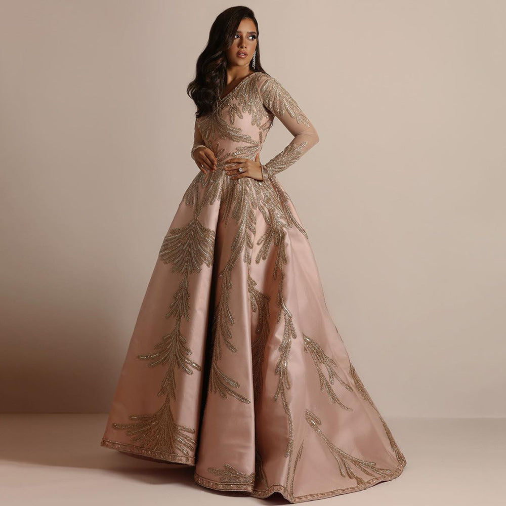 Women Clothing Gilding Large Sleeve Dress Cocktail Sexy Evening Dress Pink by Ragazza