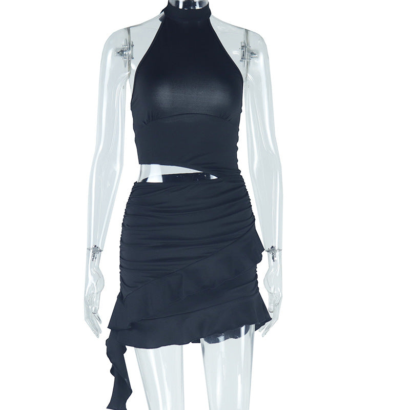 Women Clothing Solid Color Sleeveless Dress High Collar Casual Pullover Hip Dress by Ragazza