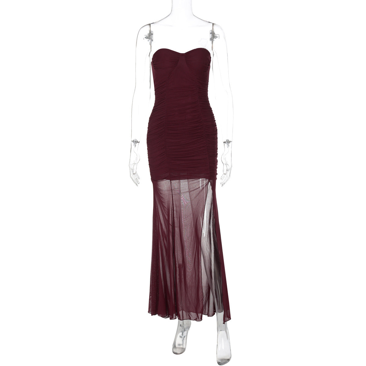 Mesh Stitching Dress Summer Women Clothing Split Sexy Bandeau Slim Fit Women Dress by Ragazza