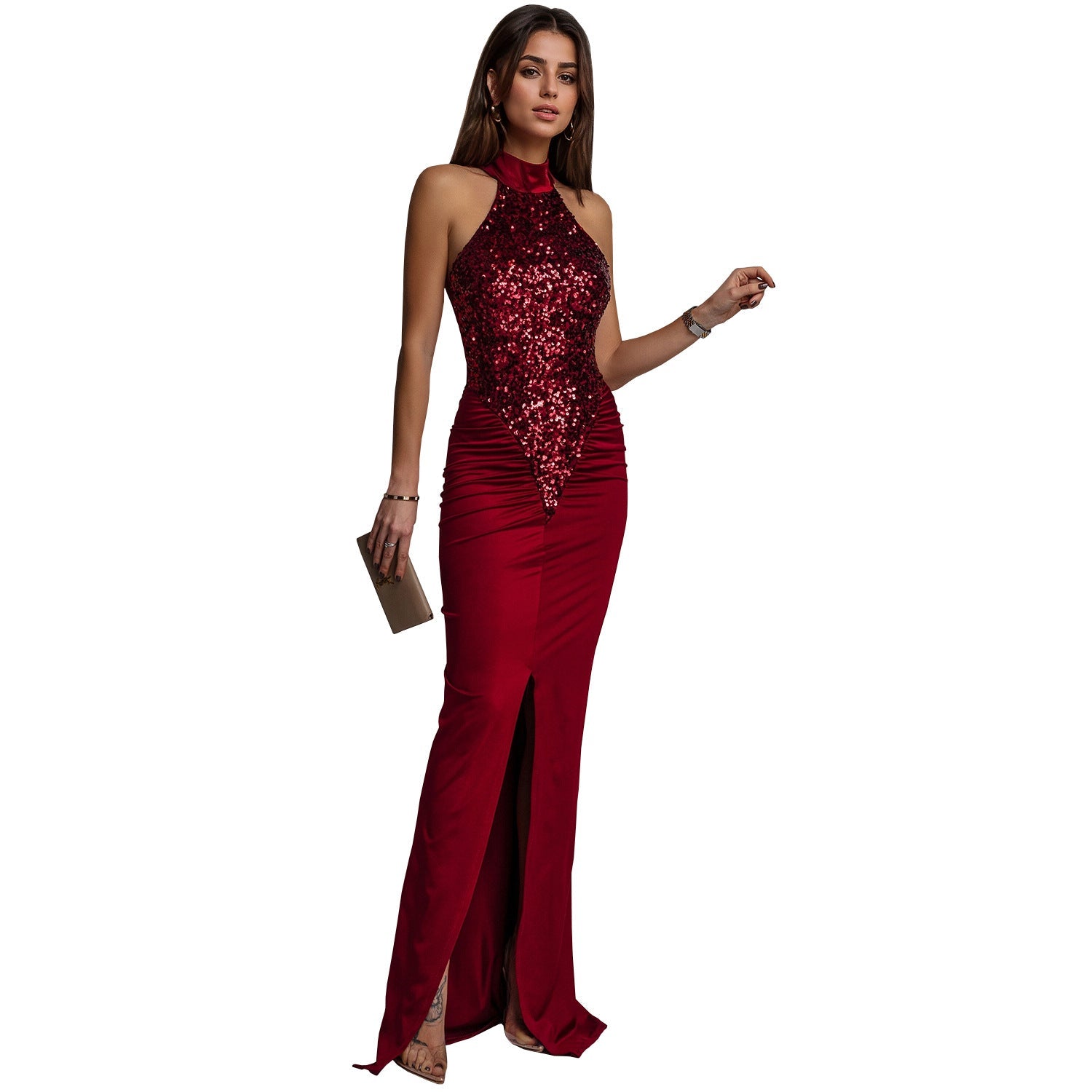 Women Wear Sexy Slim Sequin Velvet Split Dress by Ragazza
