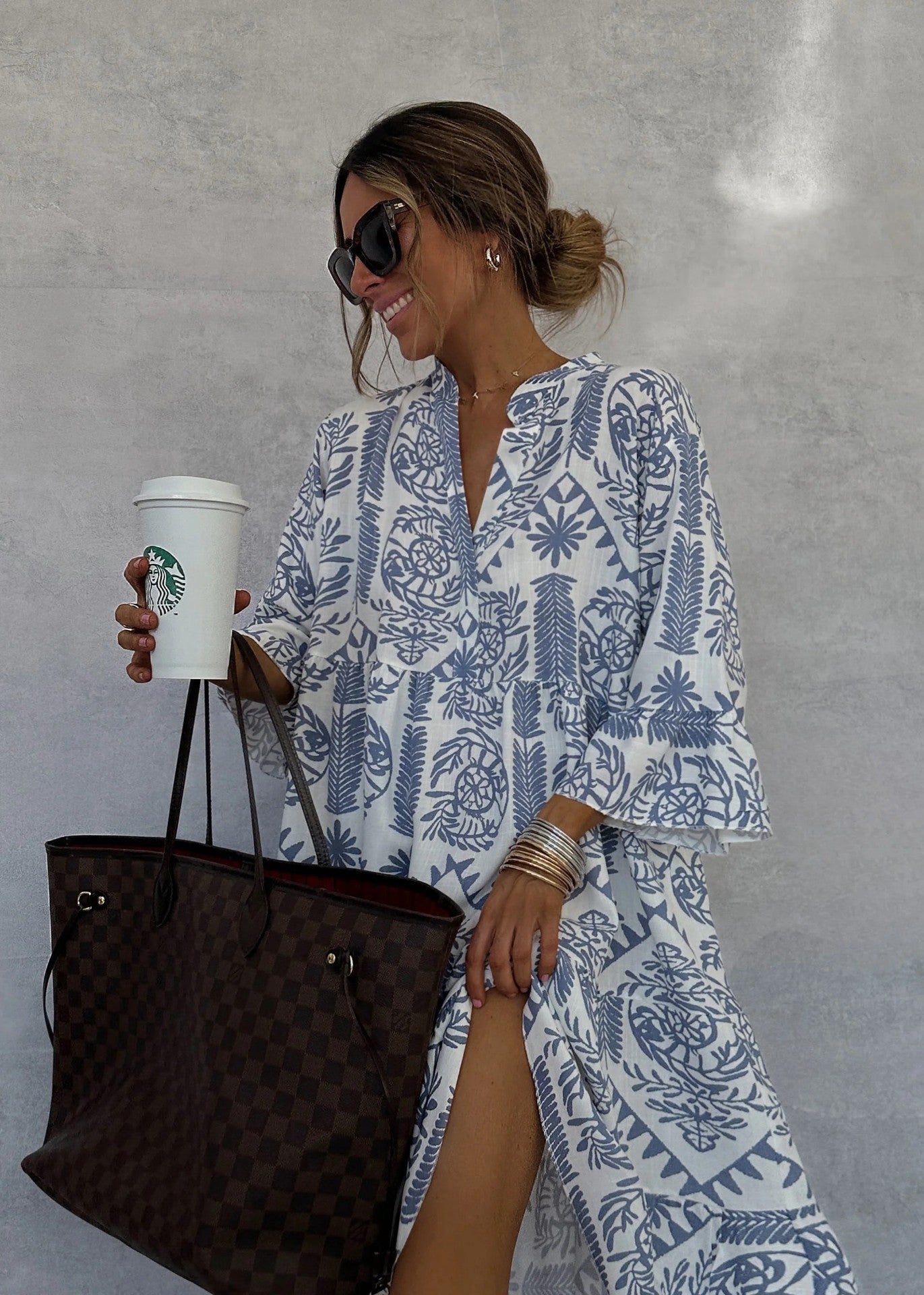 Dress Casual Printed 3/4 Sleeves Shirt Dress for Women by Ragazza