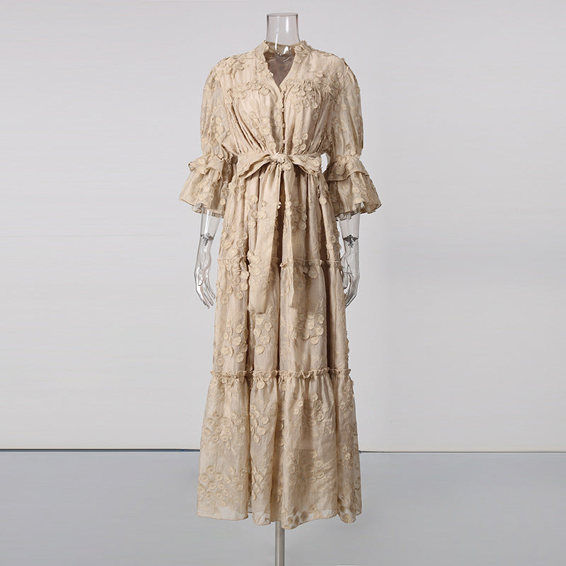 Artistic Retro Affordable Luxury Maxi Dress Summer Elegant Embroidered Loose High End Dress Women DestGlow