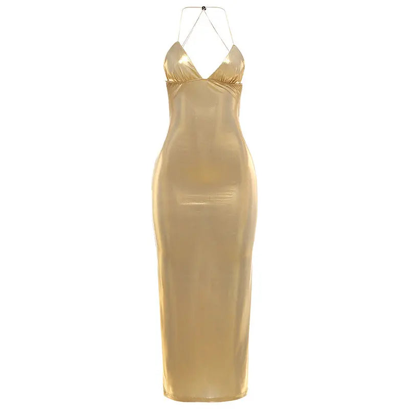 Autumn Winter Women Clothing Trend Sexy Halter V neck Slim Butterfly Dress for Women
