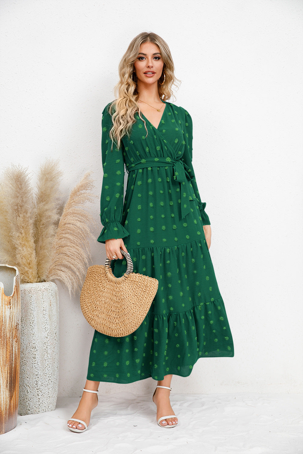 Autumn Winter Solid Color Wide Hem Casual Dress Women Clothing Maxi Dress by Ragazza