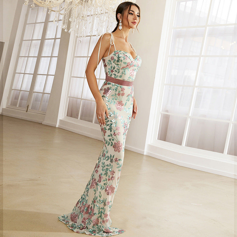 Elegant Boat Neck Sequined Cocktail Sheath Fishtail Bridesmaid Dress Evening Dress Women Dress by Ragazza
