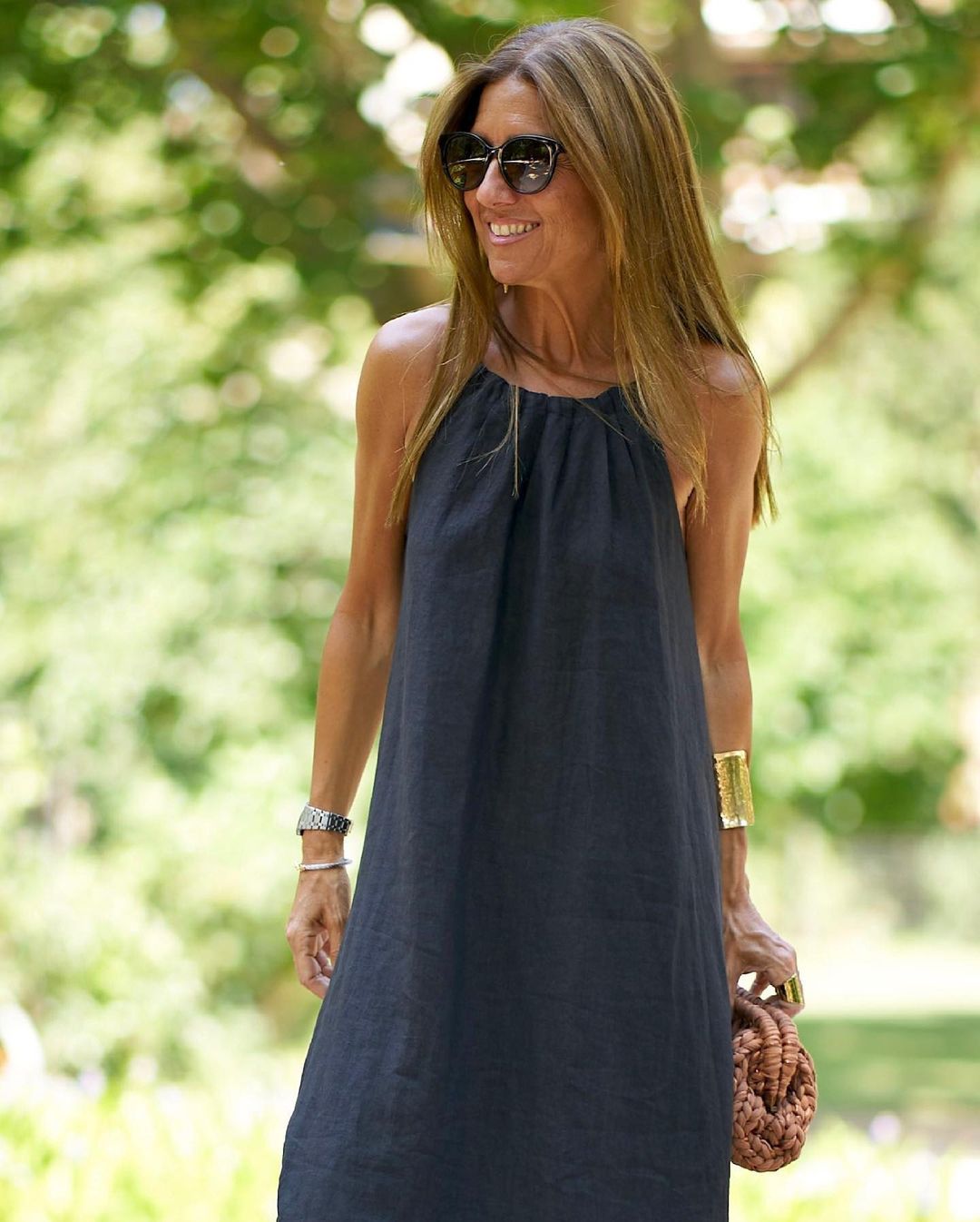 Women Halter Slit Cotton Linen Casual Holiday Dress Spring Summer by Ragazza