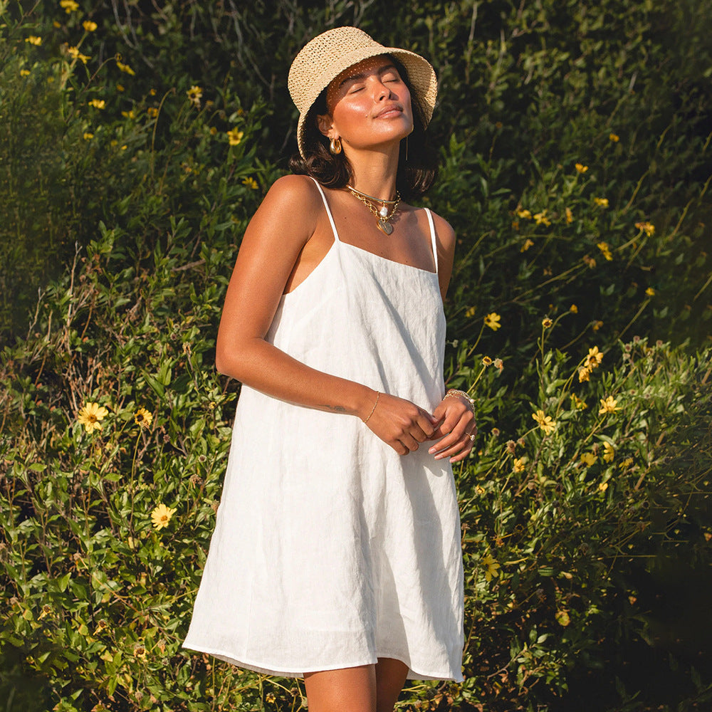Strap Dress Summer Office Casual Lazy Strap Short Dress DestGlow