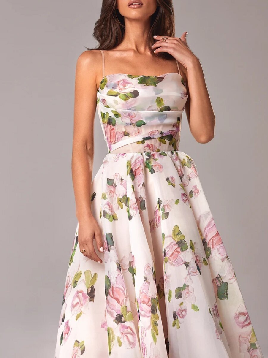 Summer Women Clothing Tube Top Sleeveless Printed Large Swing Dress by Ragazza