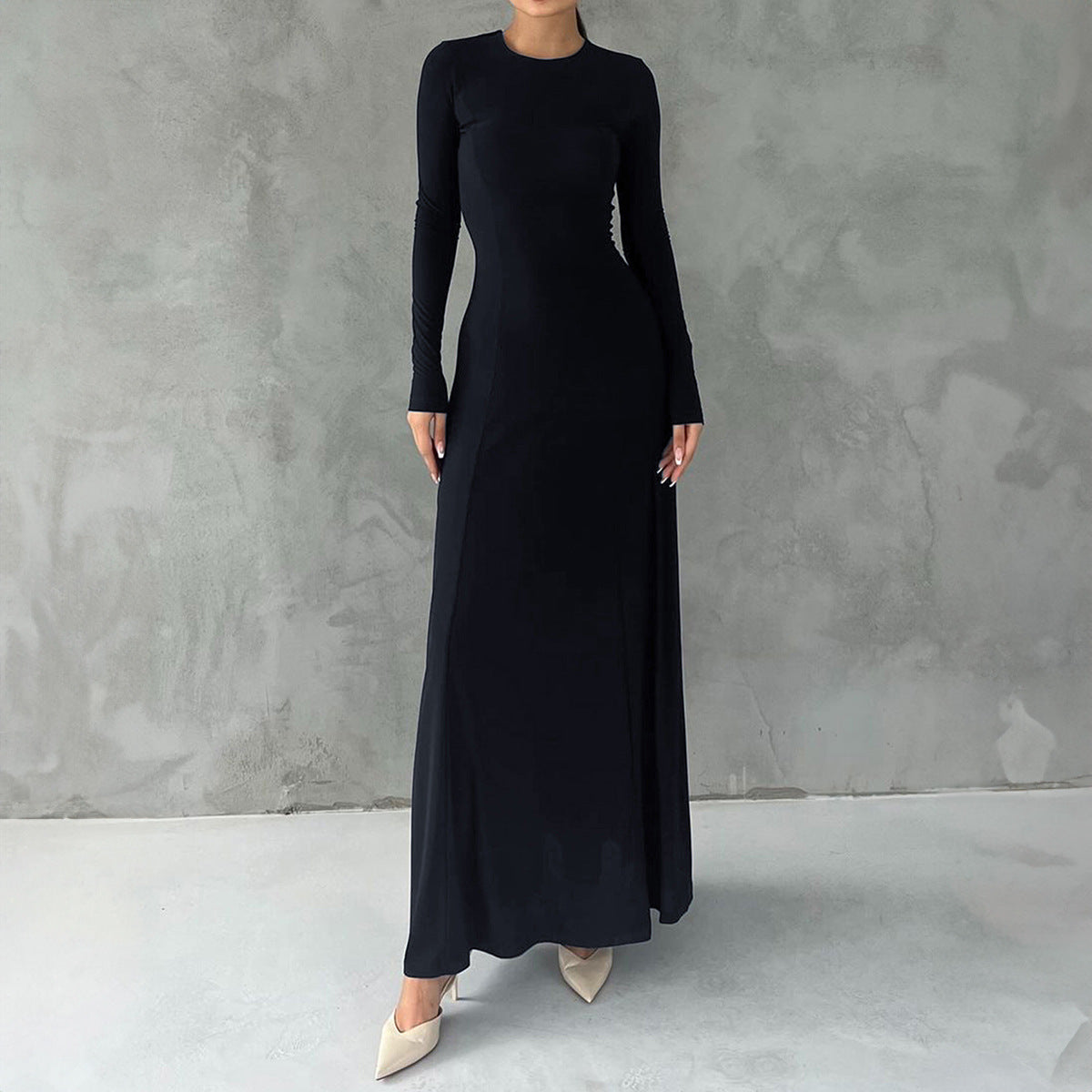Women Clothing Autumn Elegant Long Sleeve Narrow Maxi Dress by Ragazza