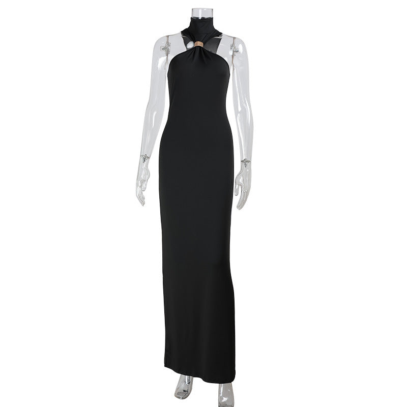 Socialite Sexy Tube Top Halter Backless Solid Color Elegant Slim Fit Dress Mop Dress for Women by Ragazza