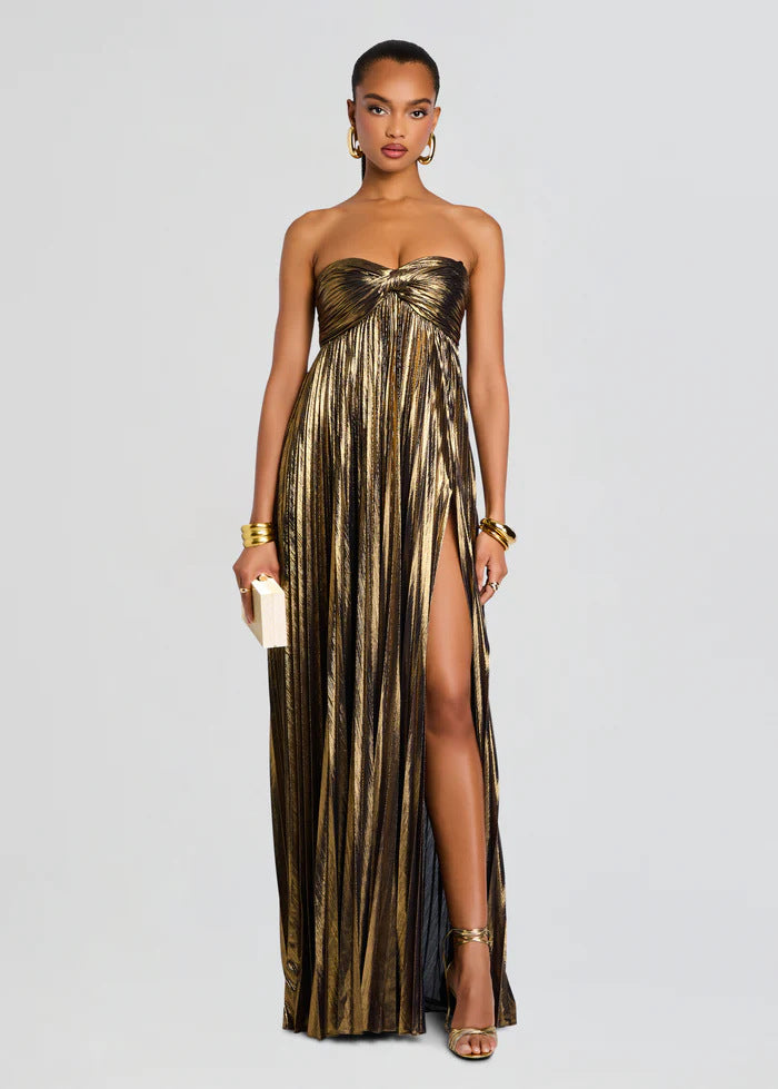 Summer Chest Wrapped Dress Stylish Texture Sexy Slit Women Evening Dresses by Ragazza