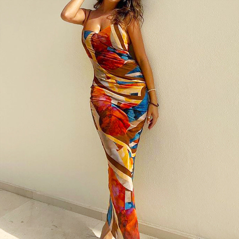 Summer Women Nightclub Sexy Abstract Printing Slip Dress by Ragazza