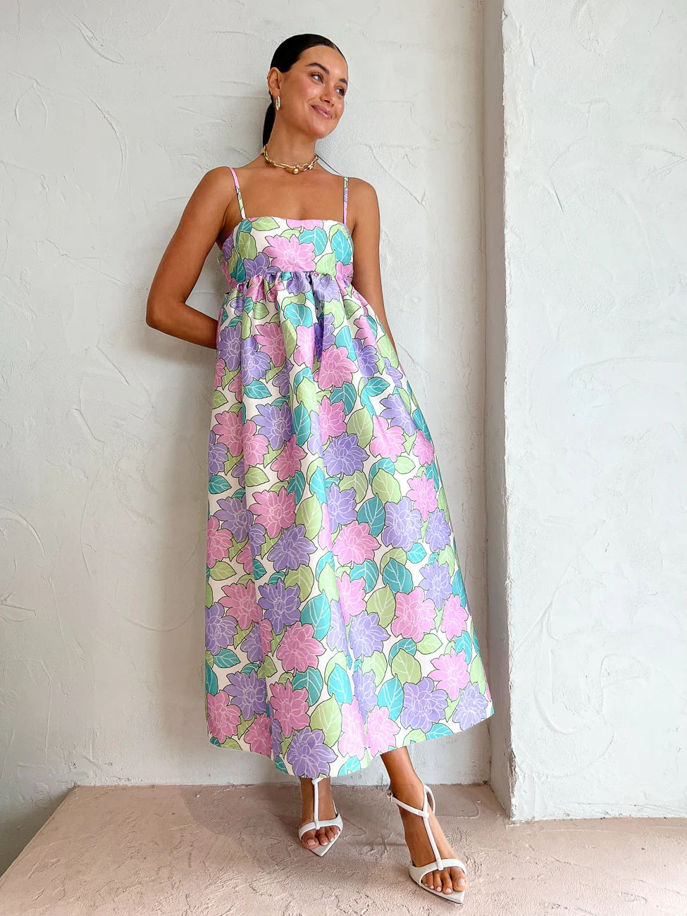 Casual Elegant Printed Sling Loose Sleeveless Backless Large Swing Dress by Ragazza