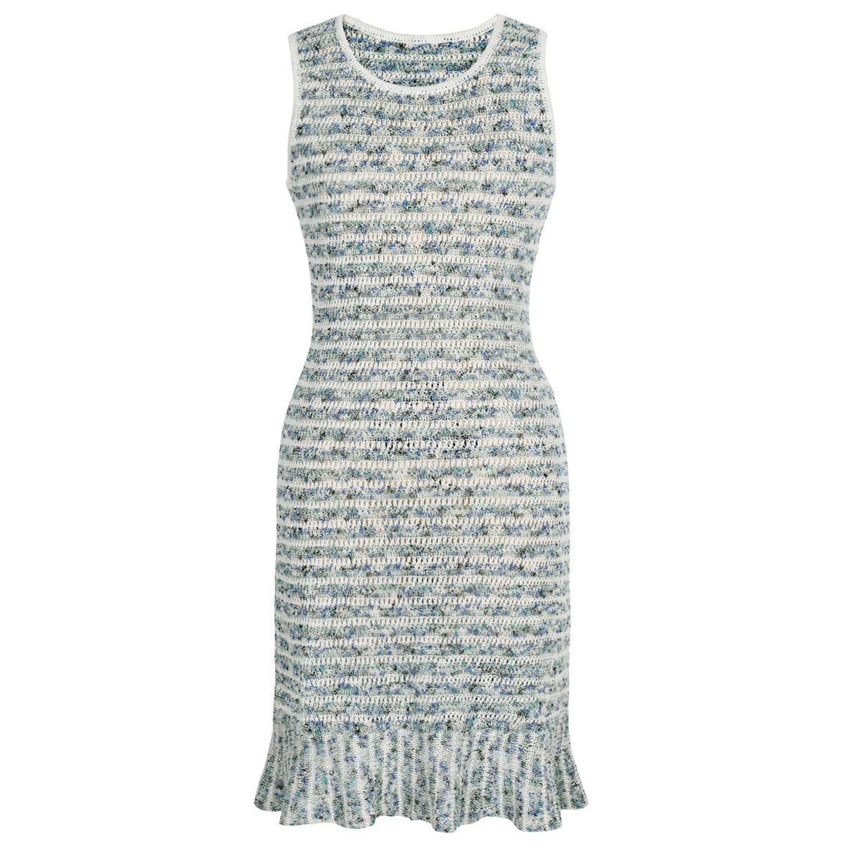 Summer Socialite Internet Celebrity Fashionable Knitted Sleeveless Mixed Color Stripe Dress DestGlow