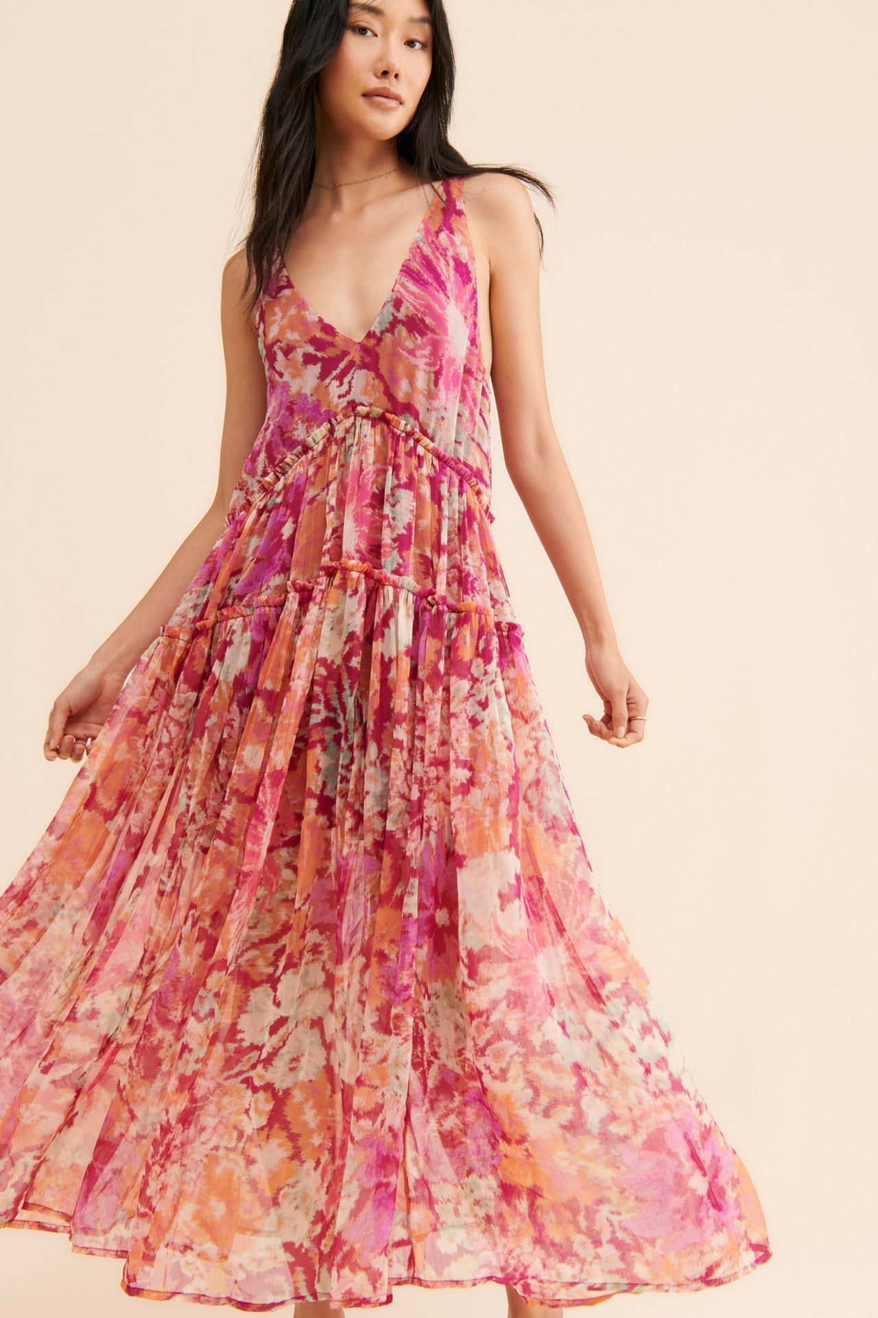 Spring Summer Women Clothing Bohemian Retro Stitching Maxi Dress by Ragazza