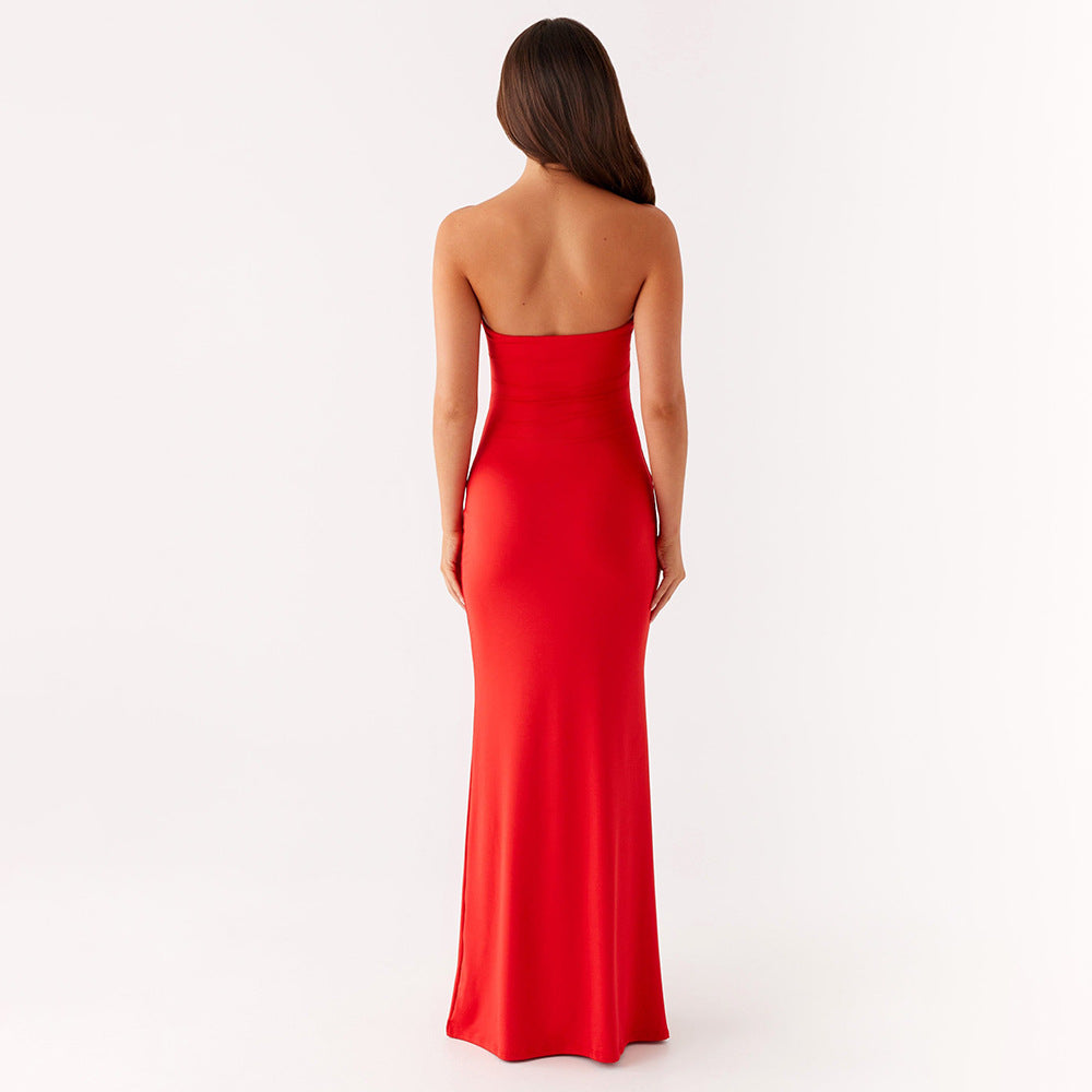 Summer Ladies Sexy Cutout Dress off Neck Metal Floral Sexy Slim Fit Maxi Dress by Ragazza