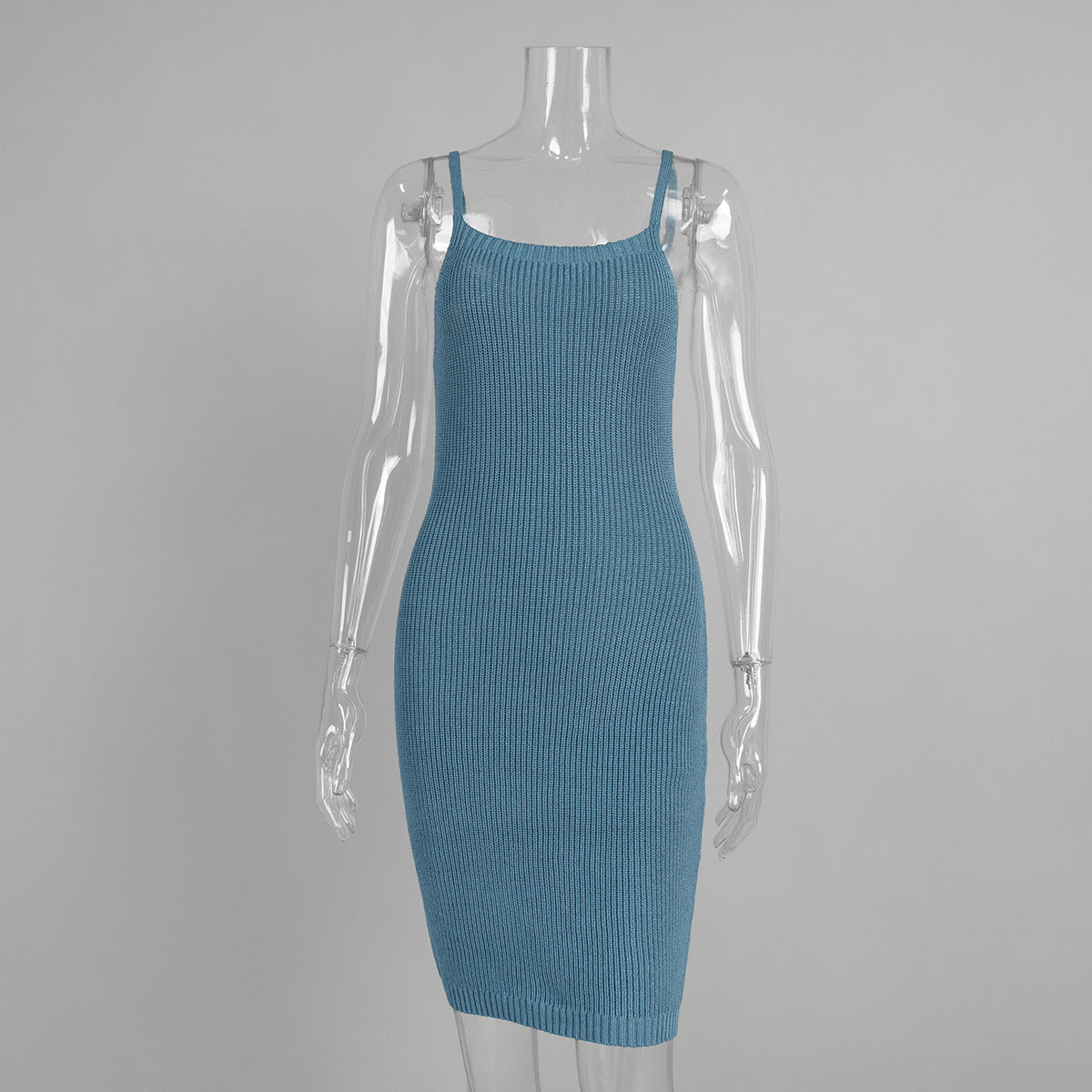 Round Neck Knitted Dress Spring Summer Elegant Graceful Hip Wrapped Short Knit Halter Dress by Ragazza