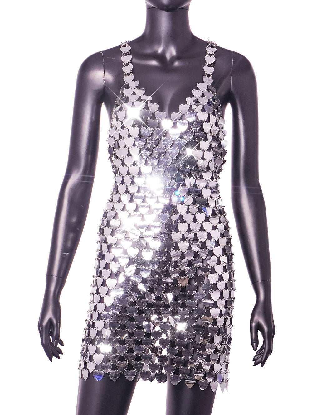 Metal Sequ Stitching Hip Love Shape Print Dress Women Stage Costume DestGlow