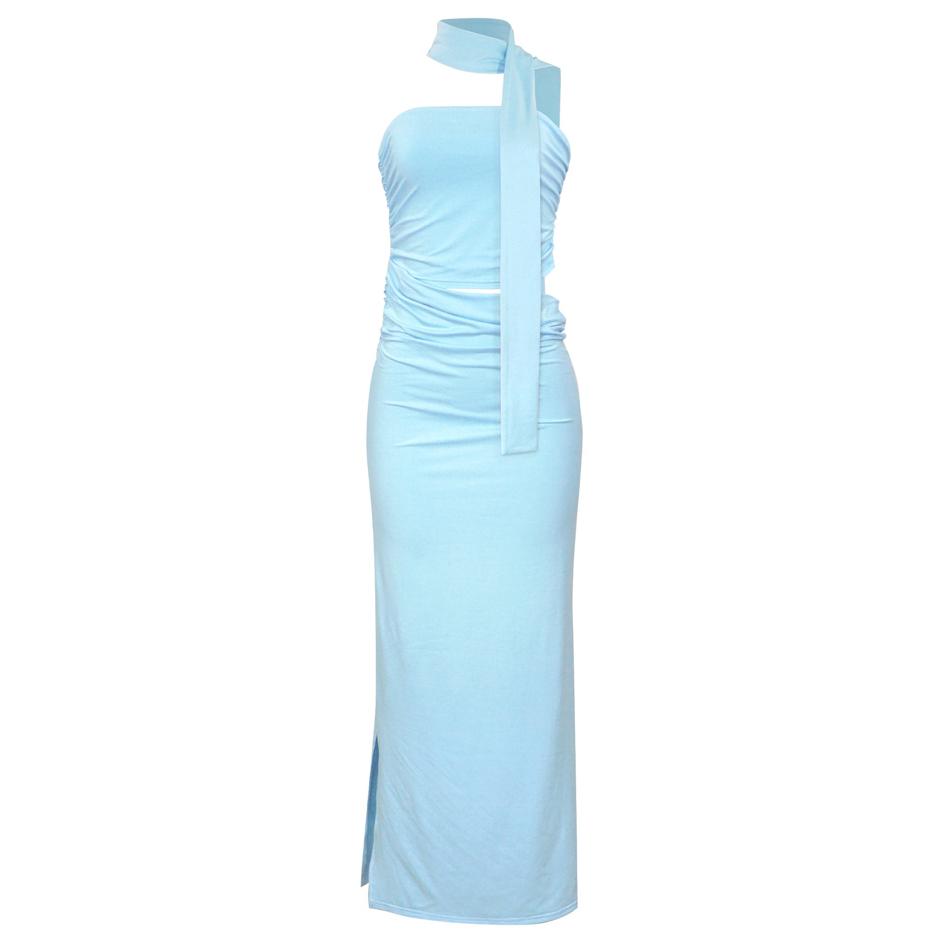 Spring Sexy Tube Top Pleated Slim Fit Sheath Personality Street Dress Long Dress by Ragazza