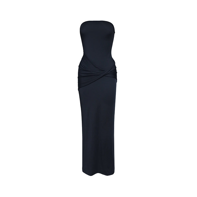 Summer Women Online Red Holiday Sexy Tube Top Niche High Sense Dress by Ragazza