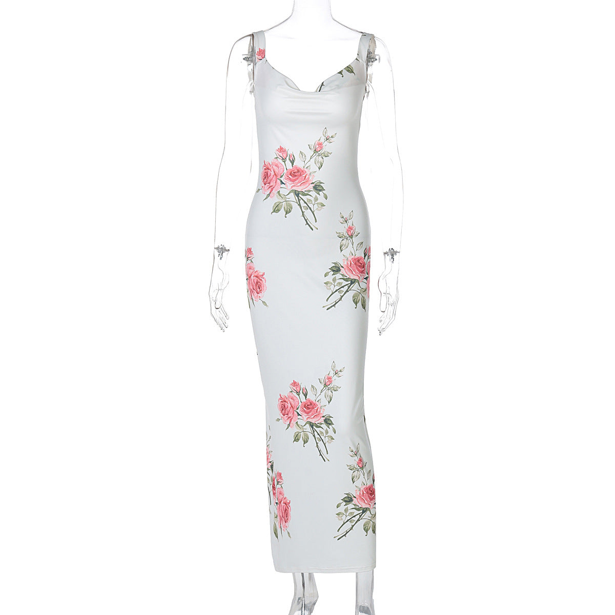 Summer Women Clothes Vacation Printed Maxi Dress Sexy Backless Slim Fit Dress by Ragazza