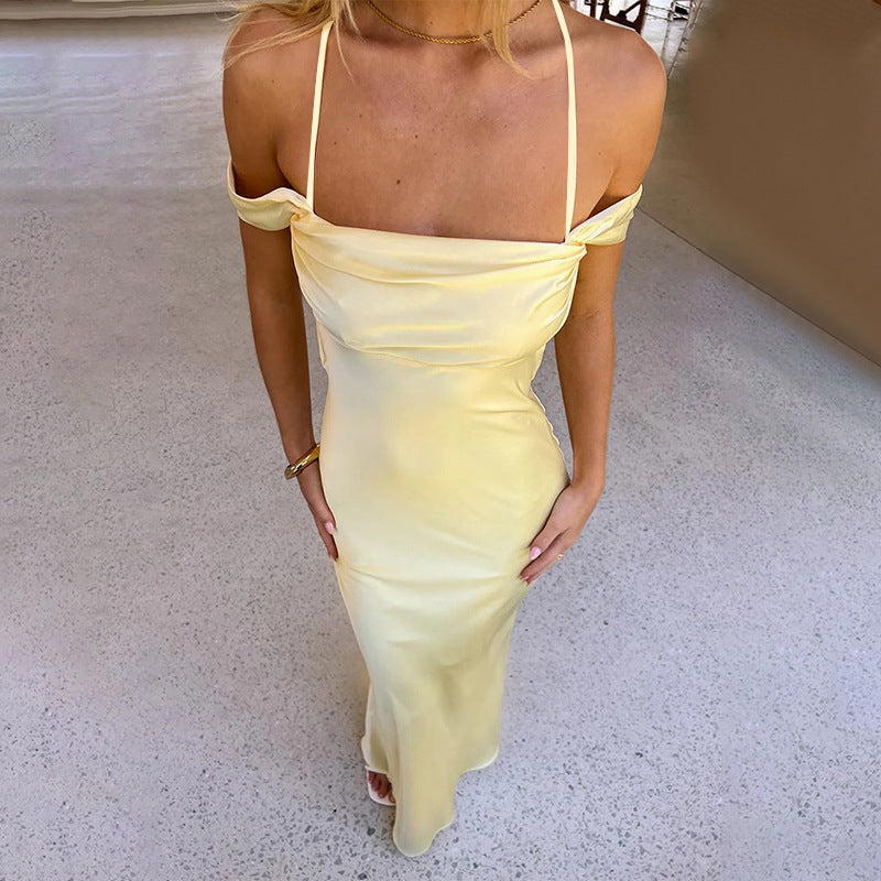 Strap Satin off Shoulder Evening Dress Backless Sexy Dress by Ragazza