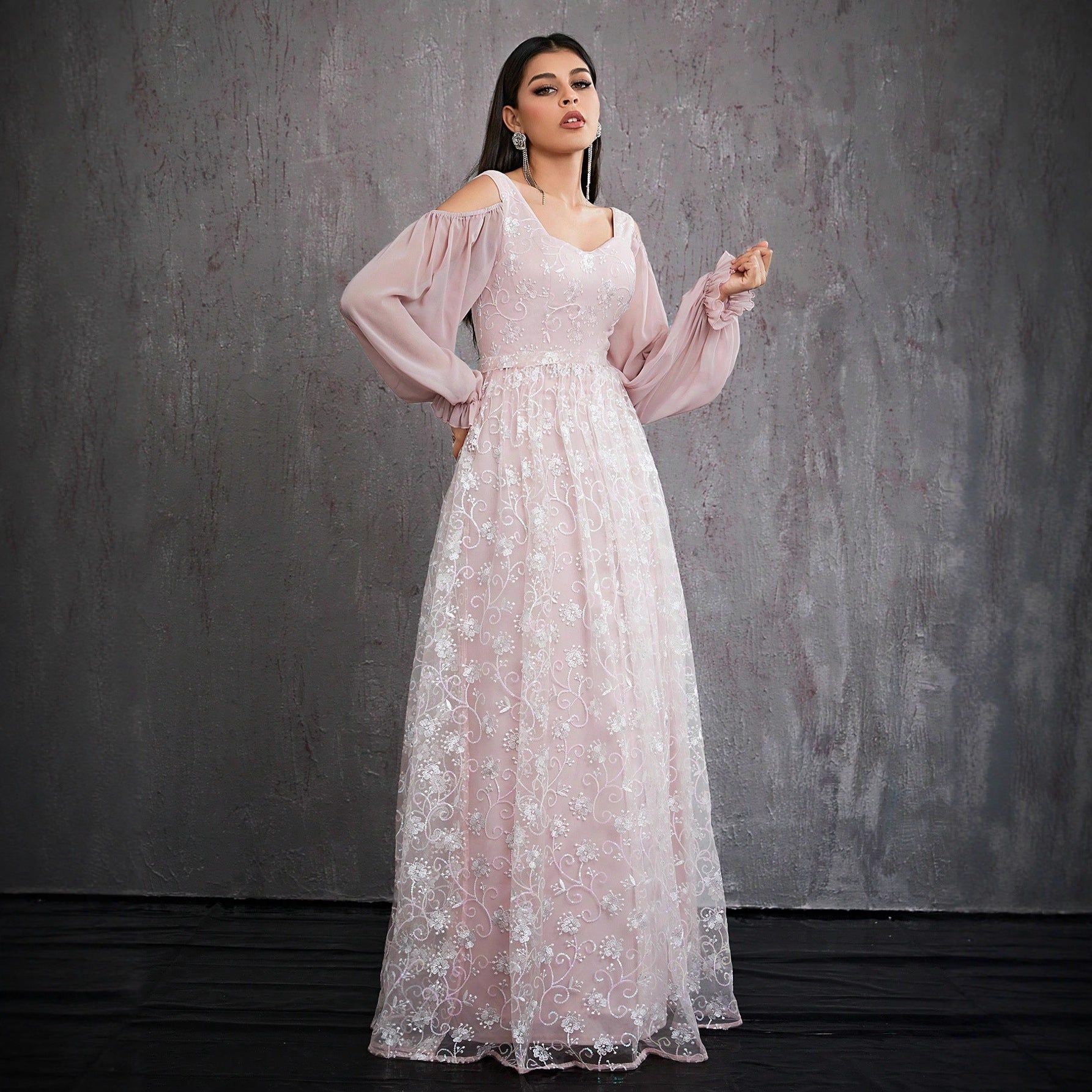 Slim Fit Ball Dress Floral Tight Waist Maxi Dress Ball Party Adult Formal Dress Daily Evening Dress by Ragazza